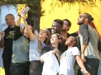 Group of young adult CDU students take a selfie