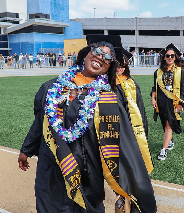 student during commencement 