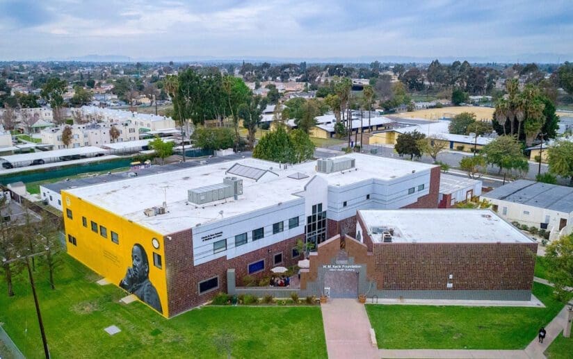 Aerial image of CDU campus building, HBCU