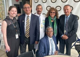 Group photo of the Oustanding Faculty Award Winners: Dr. Arthur W. Fleming, Jennifer Comini, Dr. Shahrzad Bazargan, Dr. Eleby Washington, and Dr. Mohsen Bazargan