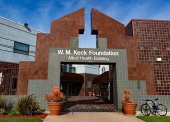 Photo of the outside of the W. M. Keck Foundation Allied Health Building.
