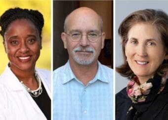 Headshot photos of Dr. Judith Currier, chief of the UCLA Division of Infectious Diseases; Dr. LaShonda Spencer, professor of clinical pediatrics and internal medicine at CDU; and Jerome Zack, chair of the UCLA Department of Microbiology, Immunology and Molecular Genetics
