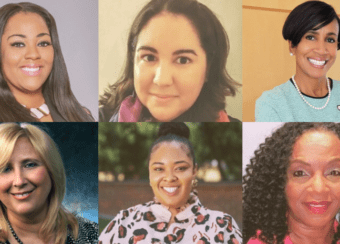 Headshots of the 2022 CDU Women of Distinction Recipients: Angela Minniefield, Monica Ferrini, Brittney Miller, Sharon Cobb, Monika Scherer and Adrienne Milbourne-Thompson. 