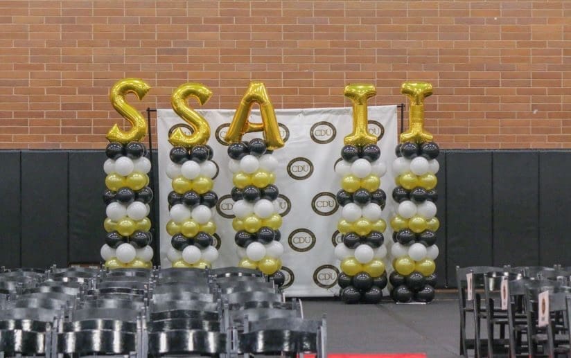 "SSA II" balloons at the Saturday Science Academy's Junior White Coat Ceremony.