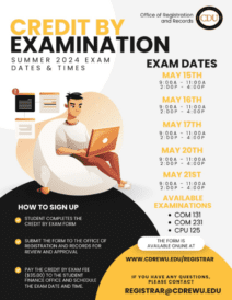Credit by Examination | Summer 2024 Exam Dates and Times