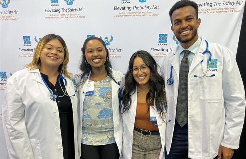 The four CDU students awarded the L.A. Care Elevating the Safety Net scholarships are Alexander Afewerk, Lule DeShields, Berenice Elizarraraz and Sigry Ortiz Flores. All four are part of the inaugural cohort of the brand new CDU Four-Year MD program.