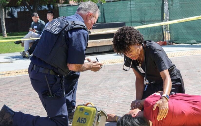 CDU held a simulated mass casualty event on campus, including crisis actors, to create a learning opportunity for students.