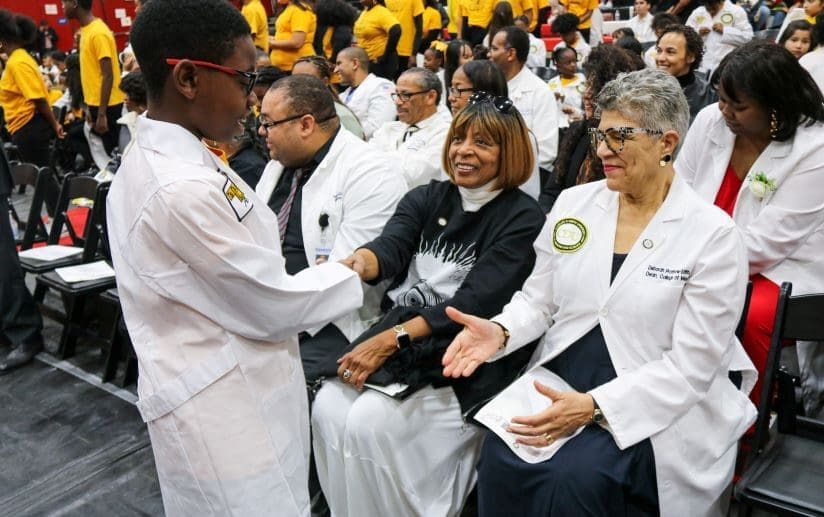 The CDU Pipeline Program celebrated a significant milestone with the 25th Annual Junior White Coat Ceremony, honoring 140 Pre-K–12th grade students from the Saturday Science Academy II (SSA II) for their achievements in science and healthcare education.