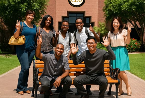 Students on bench