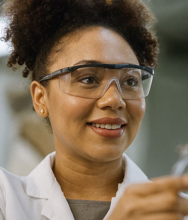 Female student using syringe