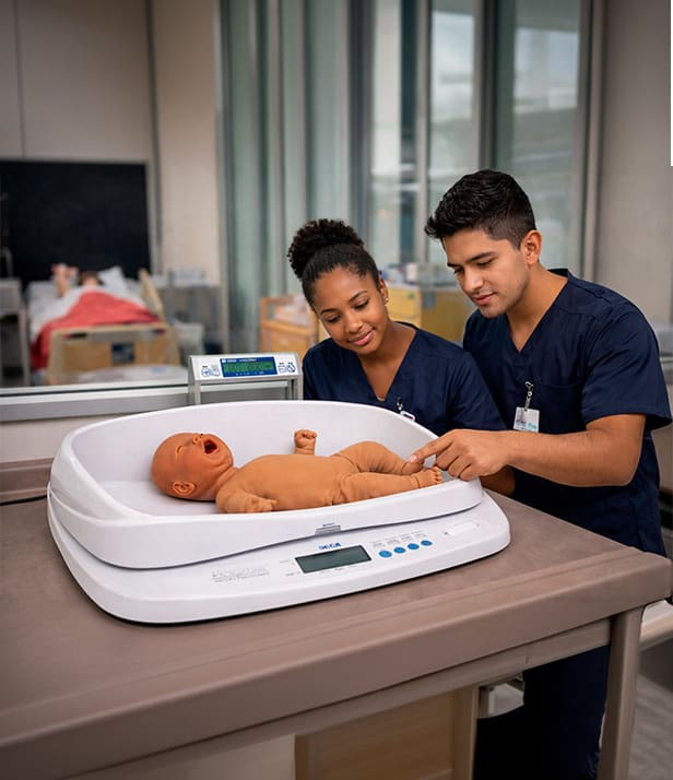 Students working at station