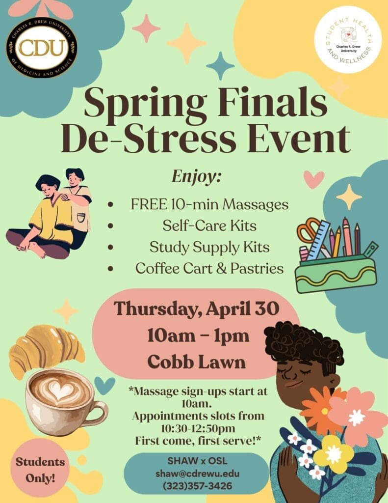 animated coffee mug, croissant, person with flowers, person receiving massage