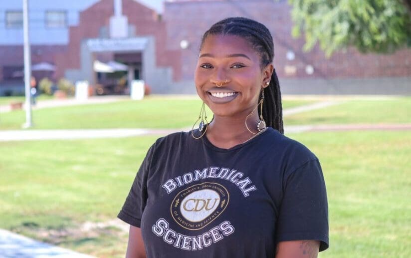 student wearing black shirt