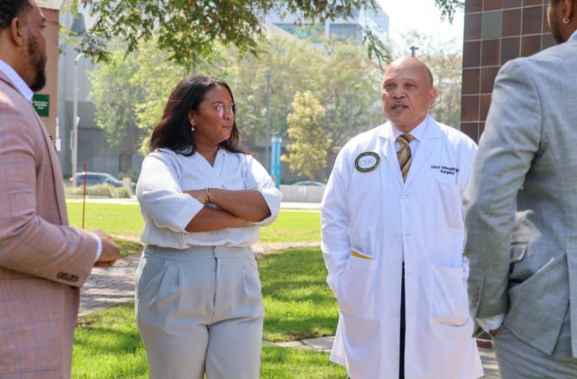 Physician-and-students-outdoors